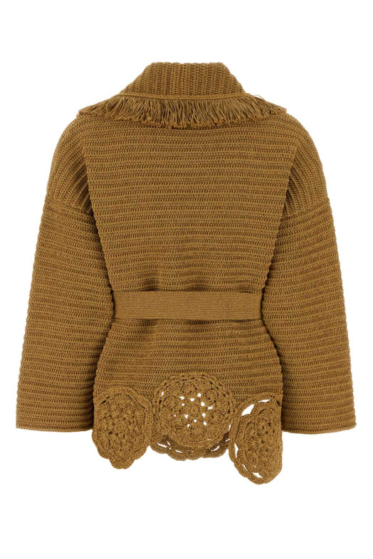 Вязаный крючком кардиган «Island Memories» цвета «Camel» от ALANUI (LWHB064R26KNI0117676)