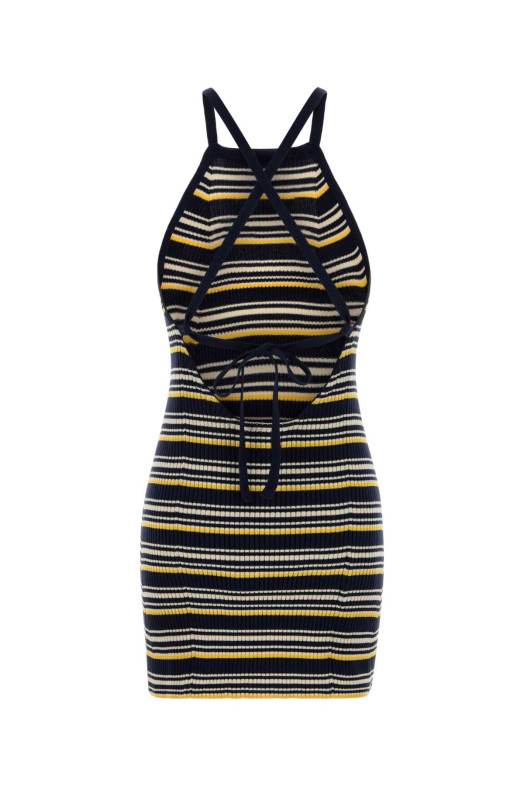 Embroidered cotton blend dress Blue MIU MIU (MMA927SOOO185J)