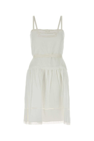 White linen dress Black PRADA (P3S37RSOOO192T)