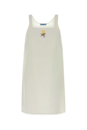 White linen mini dress Black PRADA (P3S59RSOOO122G)