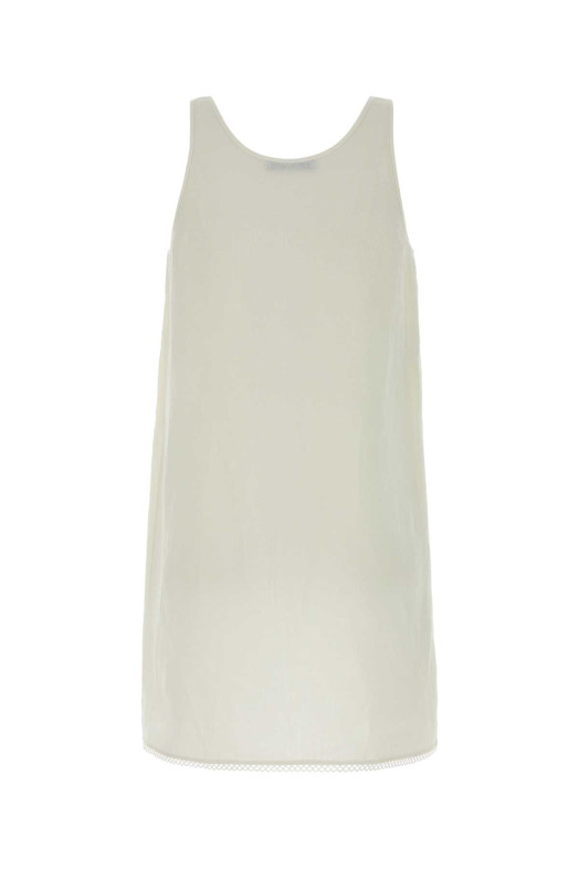 Белое льняное мини-платье черного цвета от PRADA (P3S59RSOOO122G)