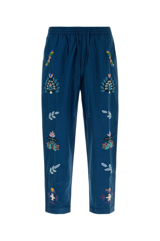 Navy blue cotton Neon pant Blue BAZISZT (PA07012)