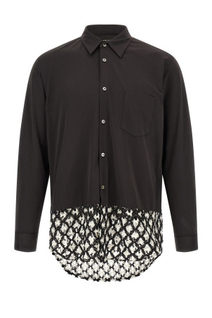 Bicolor mesh insert shirt Black-grey