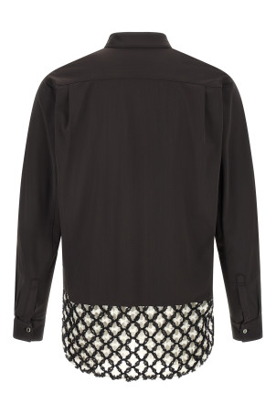 Bicolor mesh insert shirt Black-grey