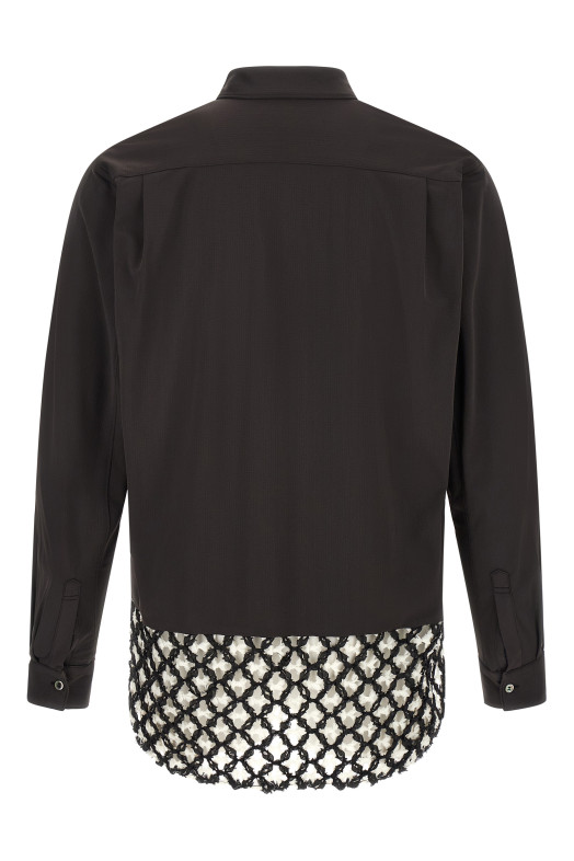 Рубашка с двухцветной сетчатой вставкой, черно-серая COMME DES GARÇONS HOMME PLUS PRB0160511