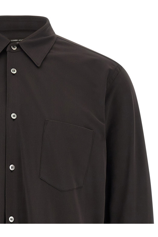 Рубашка с двухцветной сетчатой вставкой, черно-серая COMME DES GARÇONS HOMME PLUS PRB0160511