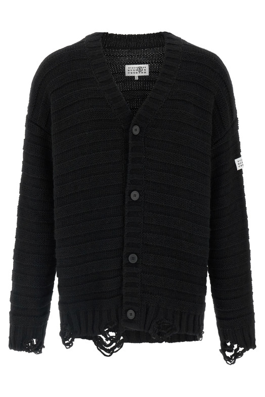 Кардиган из шерсти с эффектом потертости, черный MM6 MAISON MARGIELA SH0HP0005M13040900