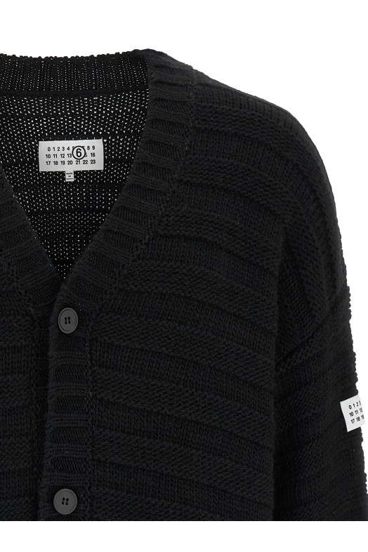Кардиган из шерсти с эффектом потертости, черный MM6 MAISON MARGIELA SH0HP0005M13040900