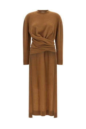 Long 'Gia' sweater knotted at the waist Beige