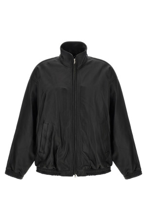 High neck leather jacket Black