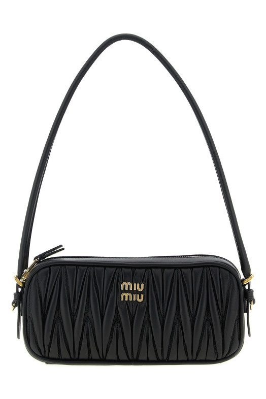 Matelassé nappa pouch Black