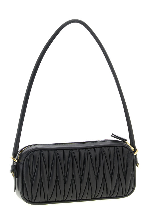 Matelassé nappa pouch Black