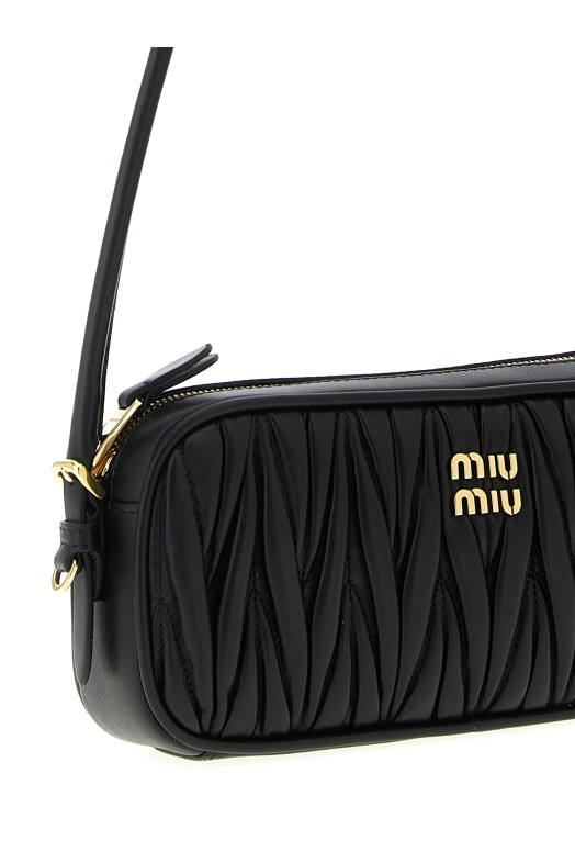 Matelassé nappa pouch Black