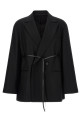 Flannel Belted Blazer Black
