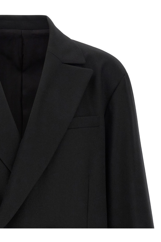 Flannel Belted Blazer Black