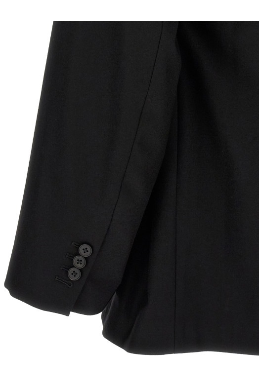 Flannel Belted Blazer Black