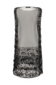 Embroidered silk tunic dress Black