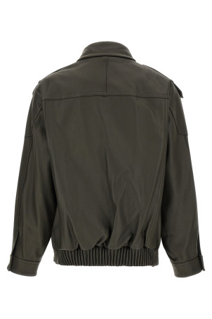Green leather biker jacket Green