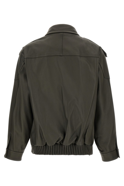 Green leather biker jacket Green