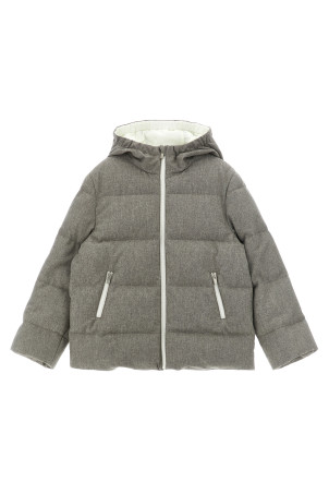 Grey wool flannel down jacket Gray