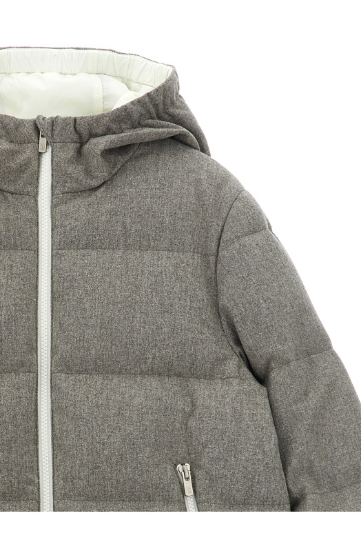 Grey wool flannel down jacket Gray