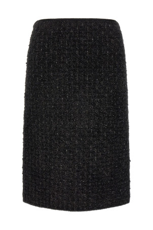 Black metallic tweed skirt Black