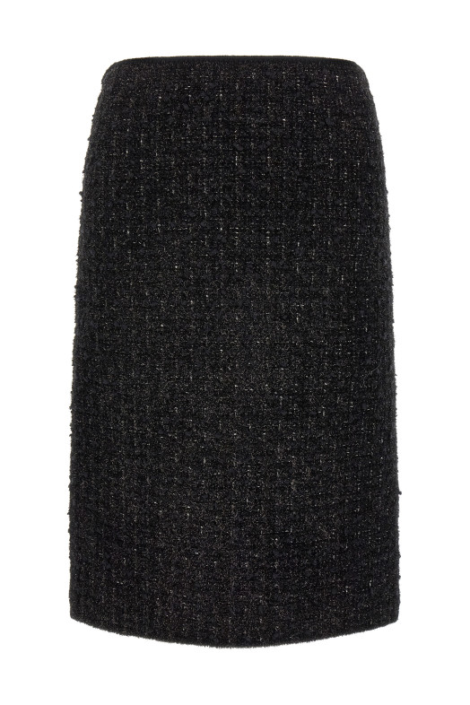 Black metallic tweed skirt Black