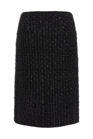 Black metallic tweed skirt Black