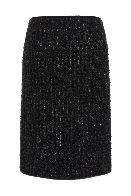 Black metallic tweed skirt Black