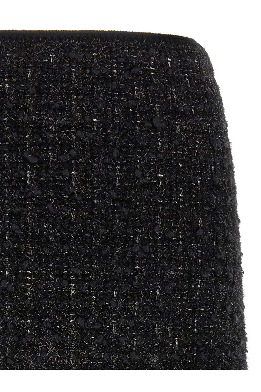 Black metallic tweed skirt Black
