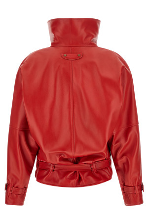 Red leather 'Arrotondato' bomber jacket Red