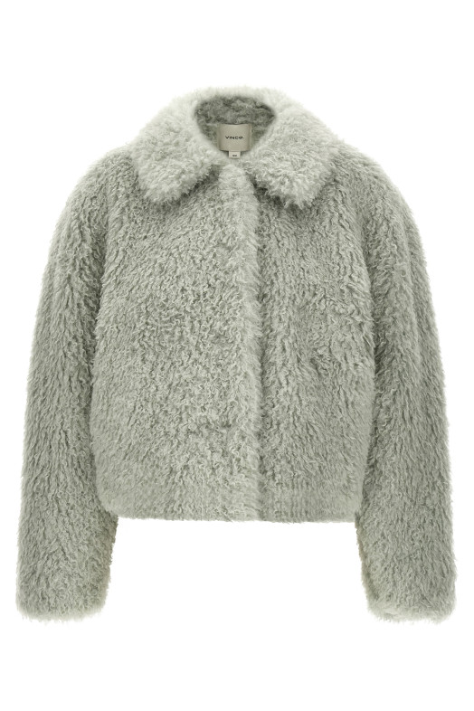 Короткая куртка из эко-меха, зелёная V221191682433STS