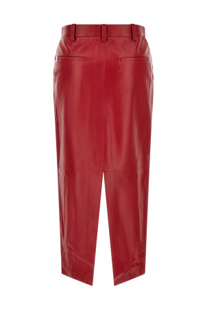 Red leather tailored skirt Red