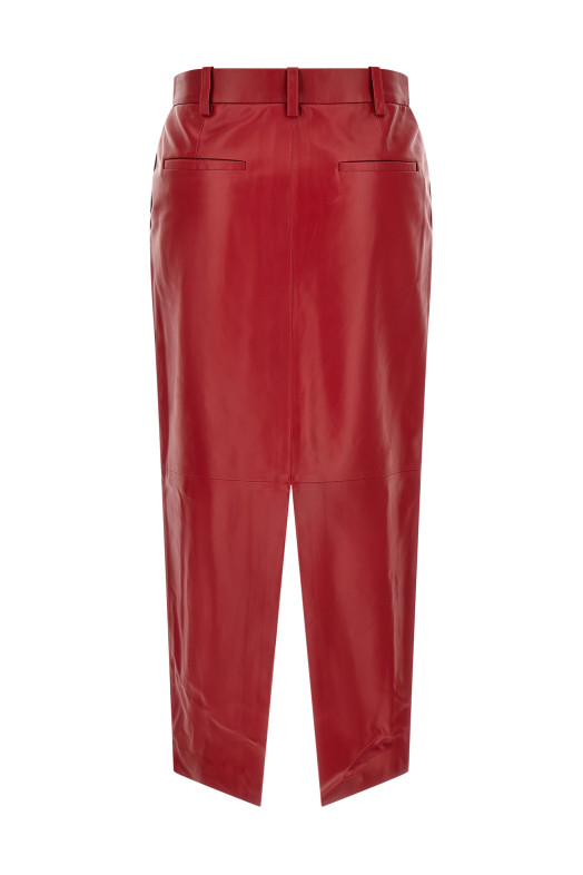 Красная кожаная юбка классического кроя Красная CO 3599ALGCHERRY
