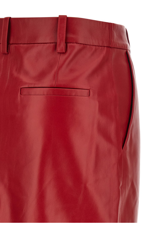 Красная кожаная юбка классического кроя Красная CO 3599ALGCHERRY