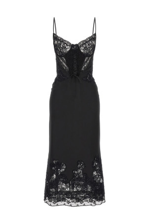 Rebrodé lace lingerie dress black Black