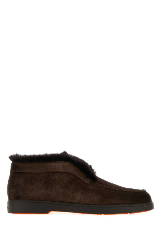 Dark brown suede Fortune loafers SANTONI (WUYA58457TMOAPFR)