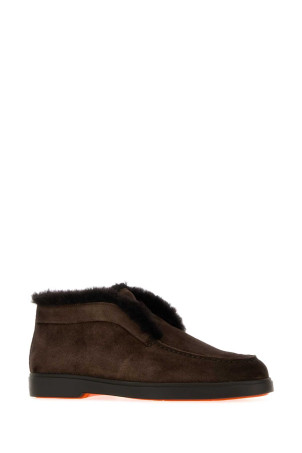 Dark brown suede Fortune loafers SANTONI (WUYA58457TMOAPFR)