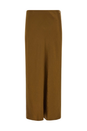Green satin pencil skirt Green