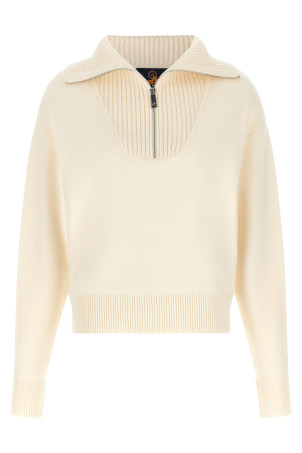Ultrafine merino wool half-zip sweater White