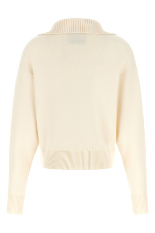 Ultrafine merino wool half-zip sweater White
