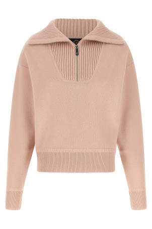 Pink merino wool half-zip sweater Pink