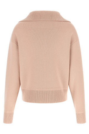 Pink merino wool half-zip sweater Pink