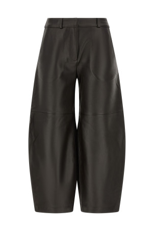 Brown leather barrel trousers Brown