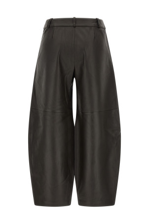 Brown leather barrel trousers Brown