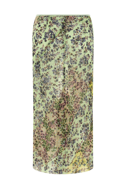 Юбка из лоскутков с цветочным принтом, зелёная DRIES VAN NOTEN  2620108024157608