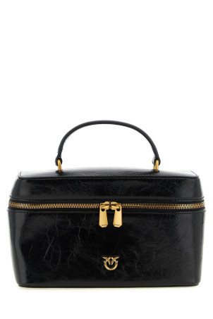 Crumpled effect leather handbag Black