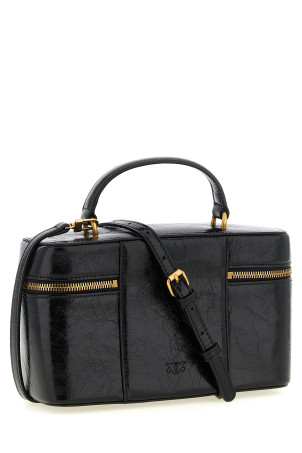 Crumpled effect leather handbag Black