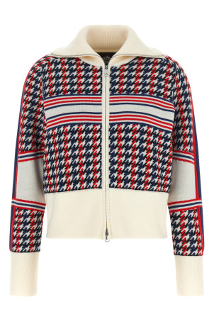 Houndstooth merino wool cardigan Multicolor