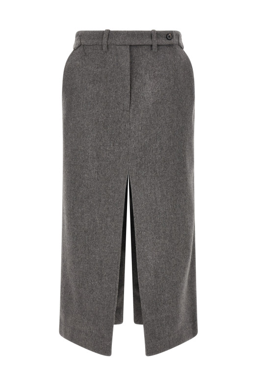 Wool and cashmere tailored skirt Gray